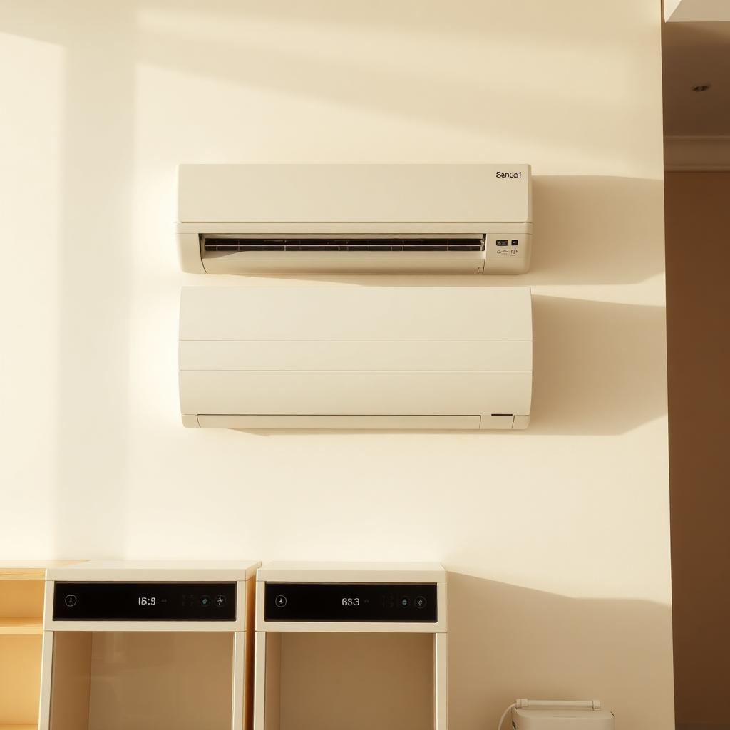 Brand new split air conditioners on display
